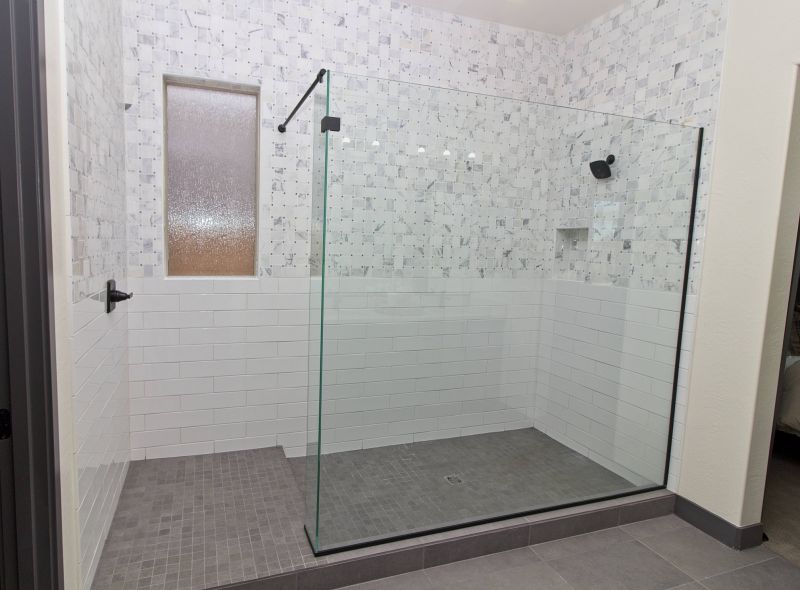 Contemporary Shower with Textured Tiles